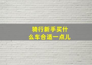 骑行新手买什么车合适一点儿