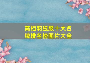 高档羽绒服十大名牌排名榜图片大全