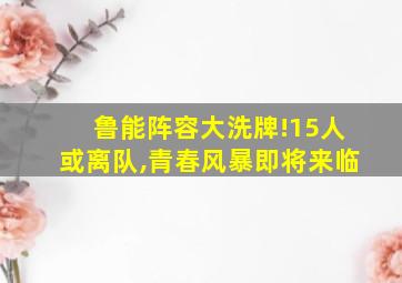 鲁能阵容大洗牌!15人或离队,青春风暴即将来临