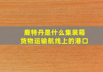 鹿特丹是什么集装箱货物运输航线上的港口