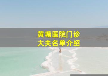 黄塘医院门诊大夫名单介绍