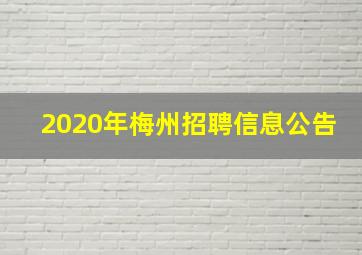 2020年梅州招聘信息公告