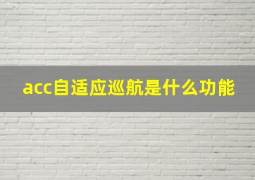 acc自适应巡航是什么功能