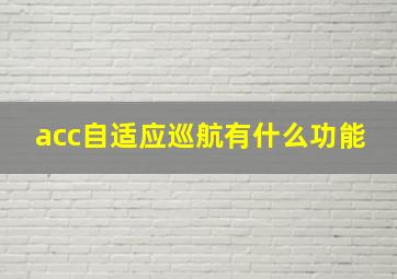 acc自适应巡航有什么功能