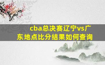 cba总决赛辽宁vs广东地点比分结果如何查询