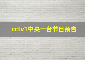 cctv1中央一台节目预告