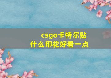 csgo卡特尔贴什么印花好看一点