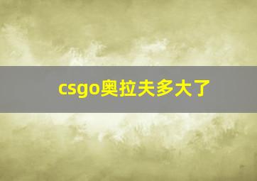 csgo奥拉夫多大了