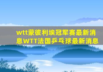 wtt蒙彼利埃冠军赛最新消息WTT法国乒乓球最新消息