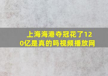 上海海港夺冠花了120亿是真的吗视频播放网