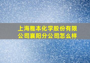 上海雅本化学股份有限公司襄阳分公司怎么样