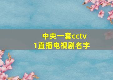 中央一套cctv1直播电视剧名字