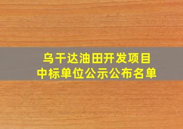 乌干达油田开发项目中标单位公示公布名单