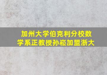 加州大学伯克利分校数学系正教授孙崧加盟浙大