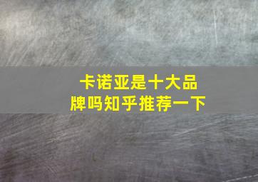 卡诺亚是十大品牌吗知乎推荐一下