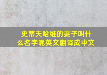 史蒂夫哈维的妻子叫什么名字呢英文翻译成中文