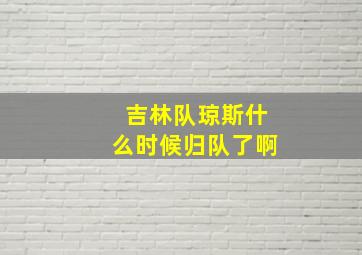 吉林队琼斯什么时候归队了啊