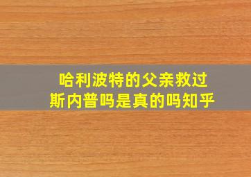 哈利波特的父亲救过斯内普吗是真的吗知乎