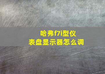 哈弗f7i型仪表盘显示器怎么调