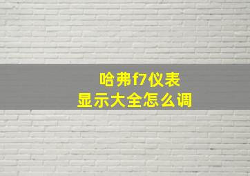 哈弗f7仪表显示大全怎么调