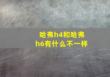 哈弗h4和哈弗h6有什么不一样