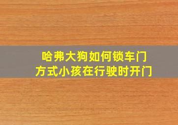 哈弗大狗如何锁车门方式小孩在行驶时开门