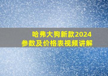 哈弗大狗新款2024参数及价格表视频讲解