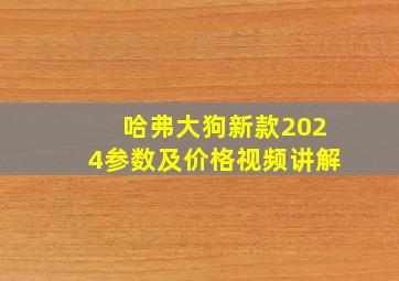 哈弗大狗新款2024参数及价格视频讲解