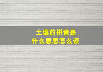 土壤的拼音是什么意思怎么读