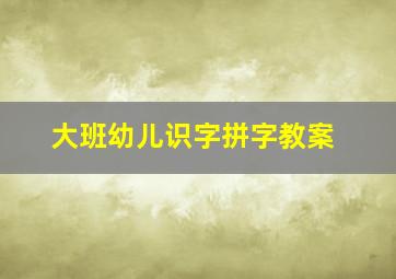 大班幼儿识字拼字教案