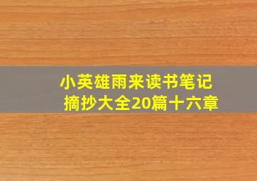 小英雄雨来读书笔记摘抄大全20篇十六章