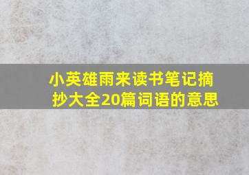 小英雄雨来读书笔记摘抄大全20篇词语的意思