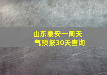 山东泰安一周天气预报30天查询