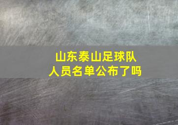 山东泰山足球队人员名单公布了吗