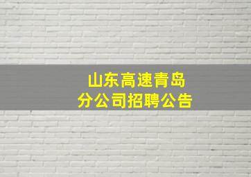 山东高速青岛分公司招聘公告