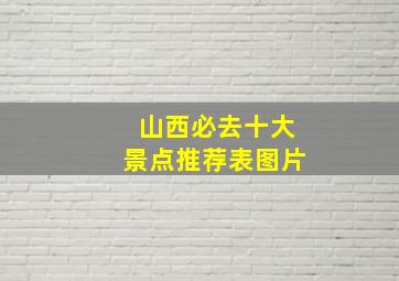 山西必去十大景点推荐表图片