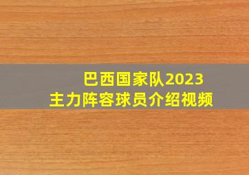 巴西国家队2023主力阵容球员介绍视频