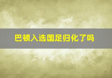 巴顿入选国足归化了吗