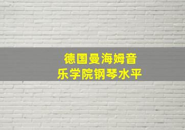 德国曼海姆音乐学院钢琴水平