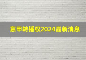 意甲转播权2024最新消息