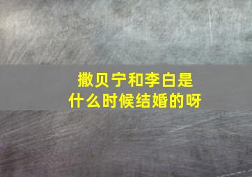 撒贝宁和李白是什么时候结婚的呀