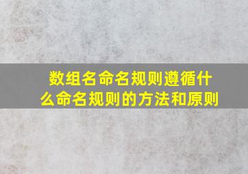 数组名命名规则遵循什么命名规则的方法和原则