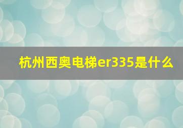 杭州西奥电梯er335是什么