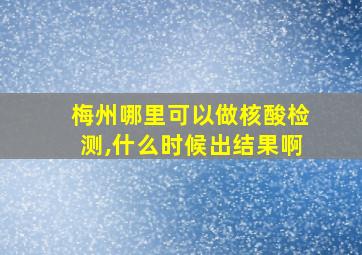 梅州哪里可以做核酸检测,什么时候出结果啊