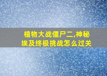 植物大战僵尸二,神秘埃及终极挑战怎么过关