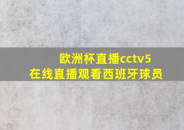 欧洲杯直播cctv5在线直播观看西班牙球员