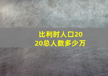 比利时人口2020总人数多少万