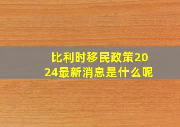 比利时移民政策2024最新消息是什么呢