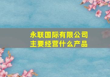 永联国际有限公司主要经营什么产品