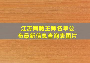 江苏同曦主帅名单公布最新信息查询表图片